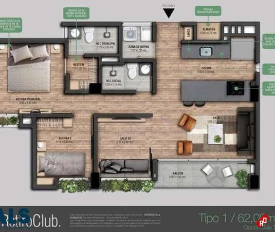 Apartamento para Venta en V. Pantanillo (El Retiro). Municipio El Retiro - $522.000.000 - 233355